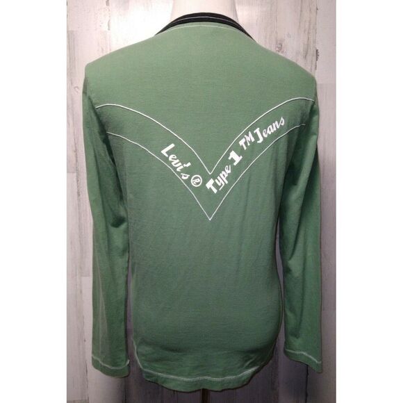 Levi's Men's "Type 1 tm Jeans" Long Sleeve T-Shirt Size Large Green - Picture 4 of 6
